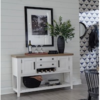 Transitional Sideboard with Wine Rack and Outlets