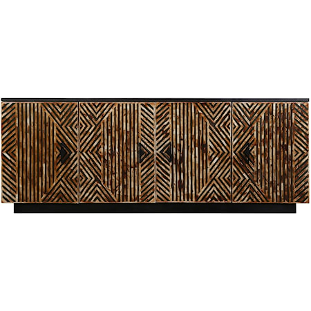 Global Console Table with Tribal-Inspired Motif