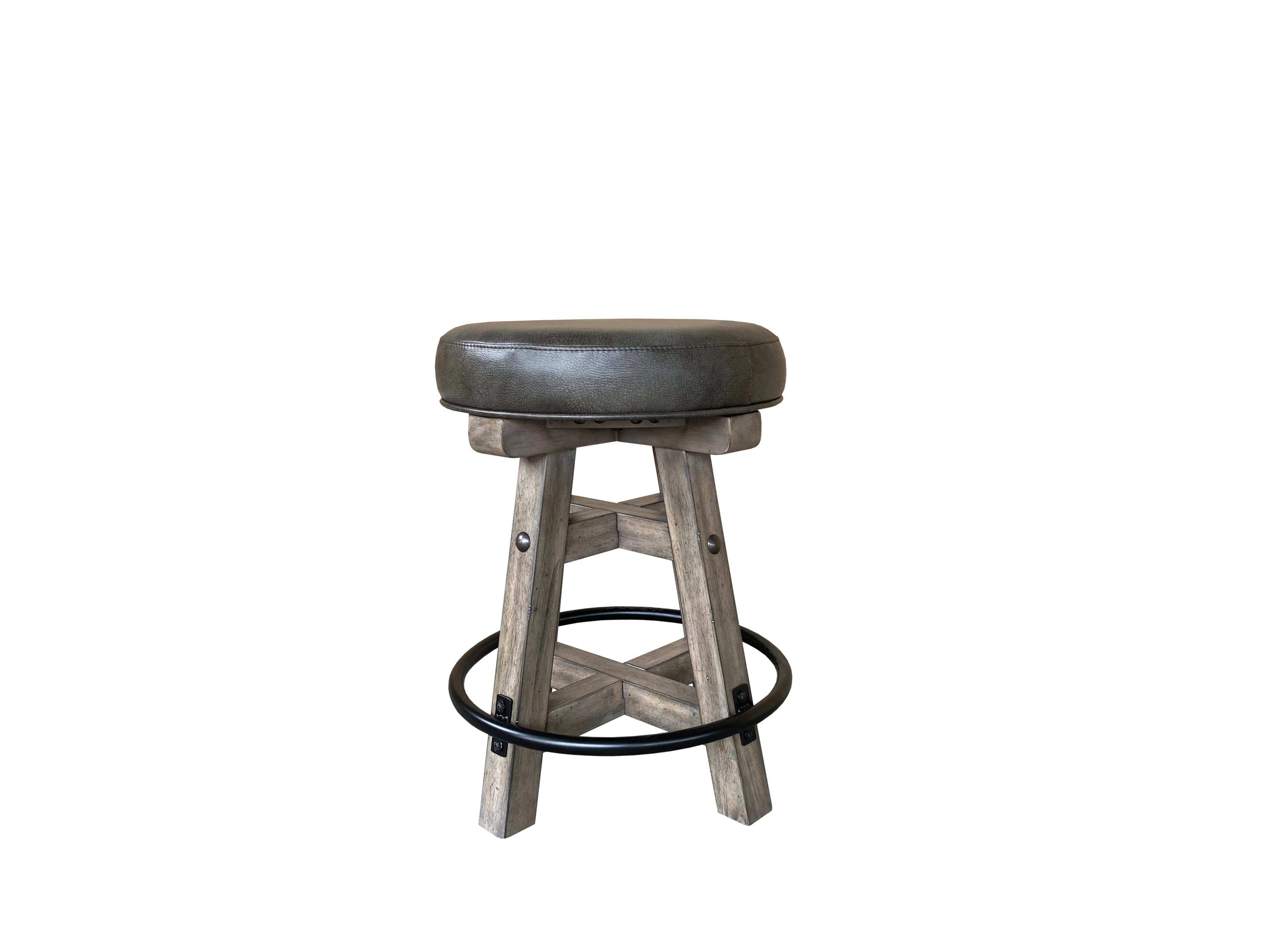 Parker House Lodge DLOD1026S Rustic Swivel Counter Stool with Upholstered Seat Pilgrim