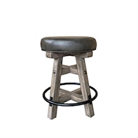 Rustic Swivel Counter Stool with Upholstered Seat