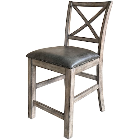Rustic Upholstered Counter Chair