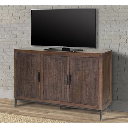 Rustic 57 Inch TV Stand with 3 Doors