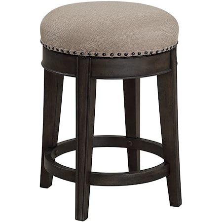 Transitional Swivel Stool with Nailhead Trim