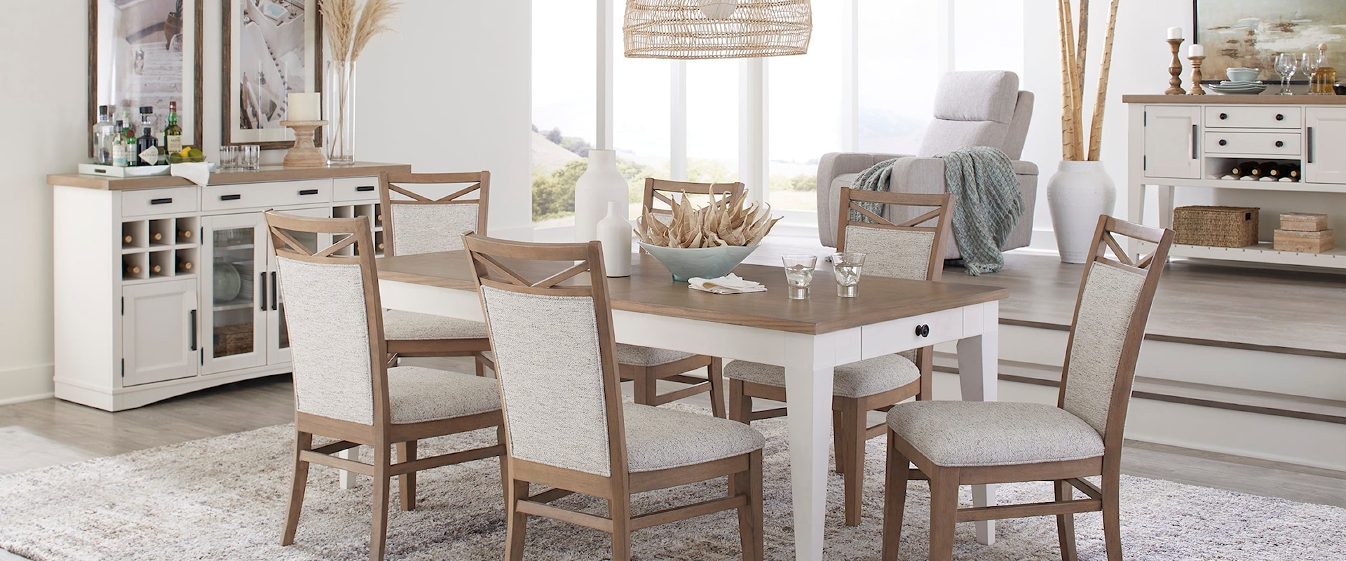 Transitional Dining Table and Chair Set