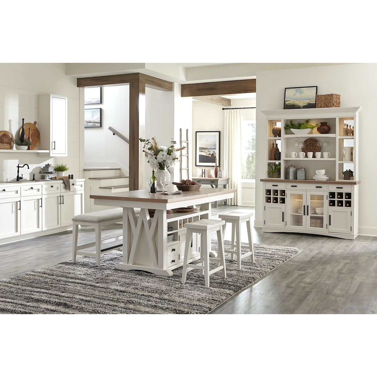 Center Island with Kitchen Mixer Lift with Shelf - Transitional