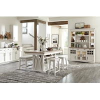 Transitional Kitchen Island Counter Height Table with Wine Rack and Butterfly Leaf