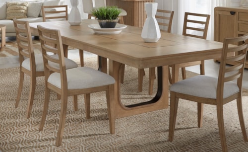 Transitional 7-Piece Dining Set with Upholstered Side Chairs