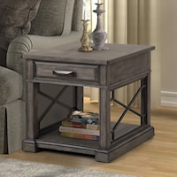 Transitional 1-Drawer End Table with Outlet and USB Ports