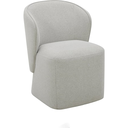 Transitional Upholstered 2-Count Barrel Dining Side Chair with Casters