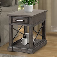 Transitional 1-Drawer Chairside Table with Outlet and USB Ports