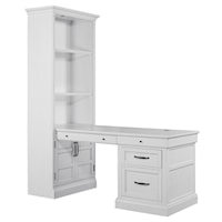 Transitional White Bookcase with Peninsula Desk