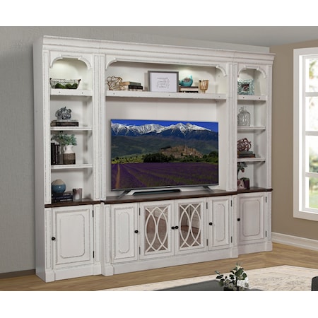 Farmhouse Entertainment Wall with Built-in Lighting