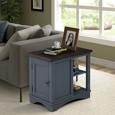 Transitional Chairside Table with Built-In Outlet