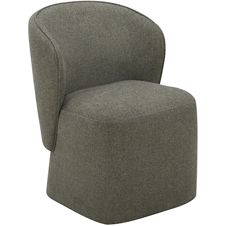 Transitional Upholstered 2-Count Barrel Dining Side Chair with Casters