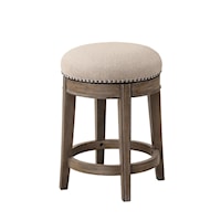 Transitional Swivel Stool with Nailhead Trim