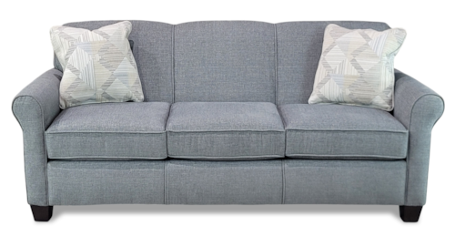 Casual Rolled Arm Sofa With Accent Pillows