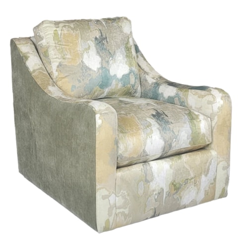 Contemporary Swivel Chair with Sloped Armrests