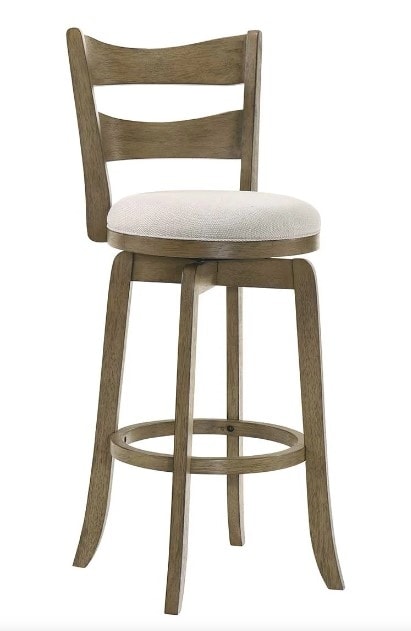 Farmhouse Full-Back Swivel Counter Stool with Upholstered Seat