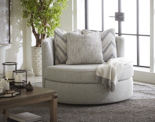 Contemporary Swivel Base Barrel Chair