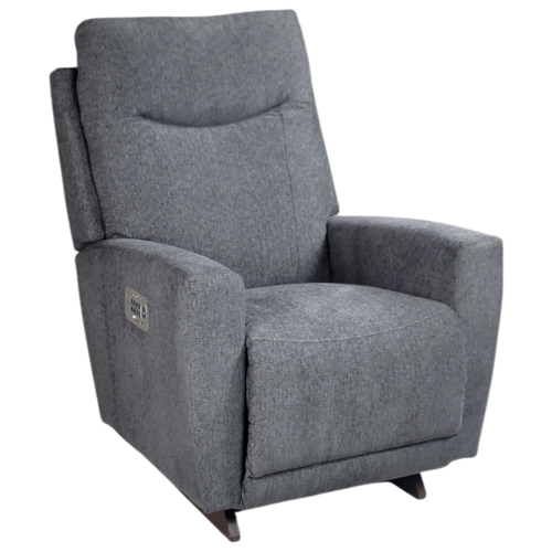 Casual Upholstered Power Rocking Recliner with Power Headrest and Lumbar