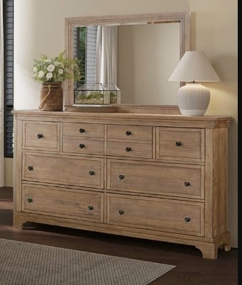Traditional 7-Drawer Dresser and Landscape Mirror Set