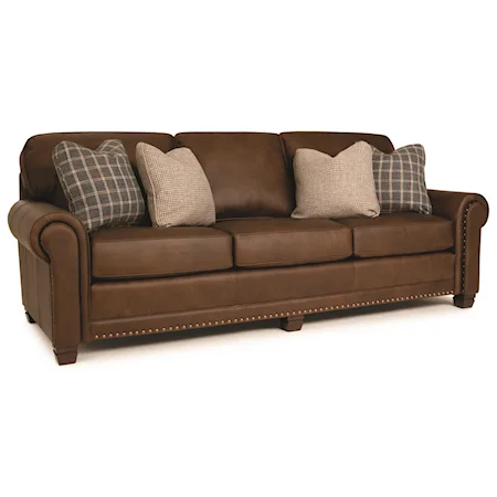 Traditional Stationary Sofa with Nailhead Trim