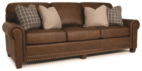 Traditional Stationary Sofa with Nailhead Trim