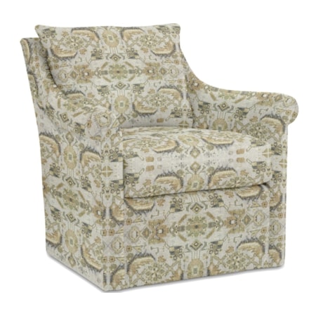 Transitional Swivel Chair with Sloped Arms