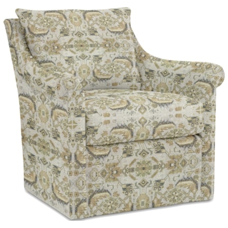 Transitional Swivel Chair with Sloped Arms