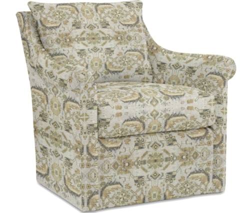 Transitional Swivel Chair with Sloped Arms
