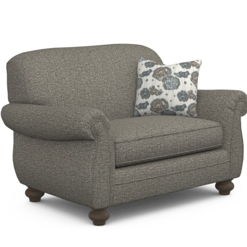 Transitional Chair & a Half with Bun Feet
