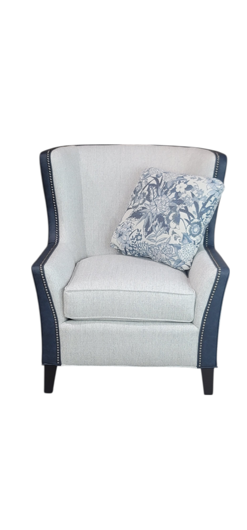Contemporary Wingback Chair with Track Arms