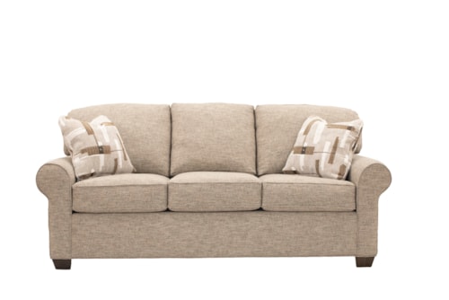Casual Stationary Sofa with Rolled Arms