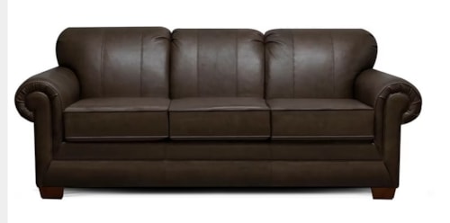 Leather Sofa with Rolled Arms