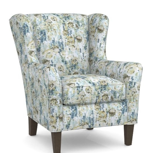 Transitional Wing Chair with Tall, Tapered Legs