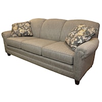 Traditional Stationary Sofa with Rolled Armrests & Nail-Head Trim