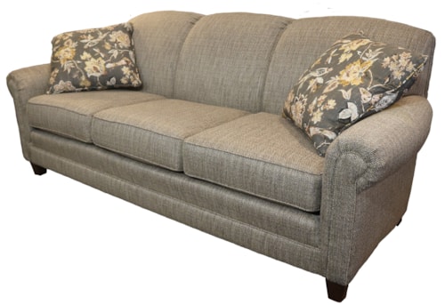 Traditional Stationary Sofa with Rolled Armrests & Nail-Head Trim