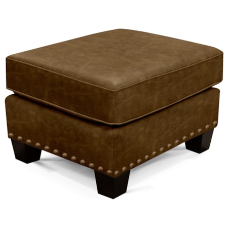 Leather Accent Ottoman with Nailhead Trim