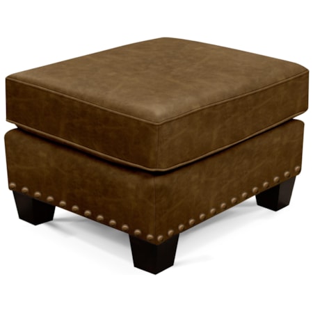 Leather Accent Ottoman with Nailhead Trim