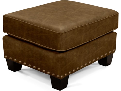 Leather Accent Ottoman with Nailhead Trim