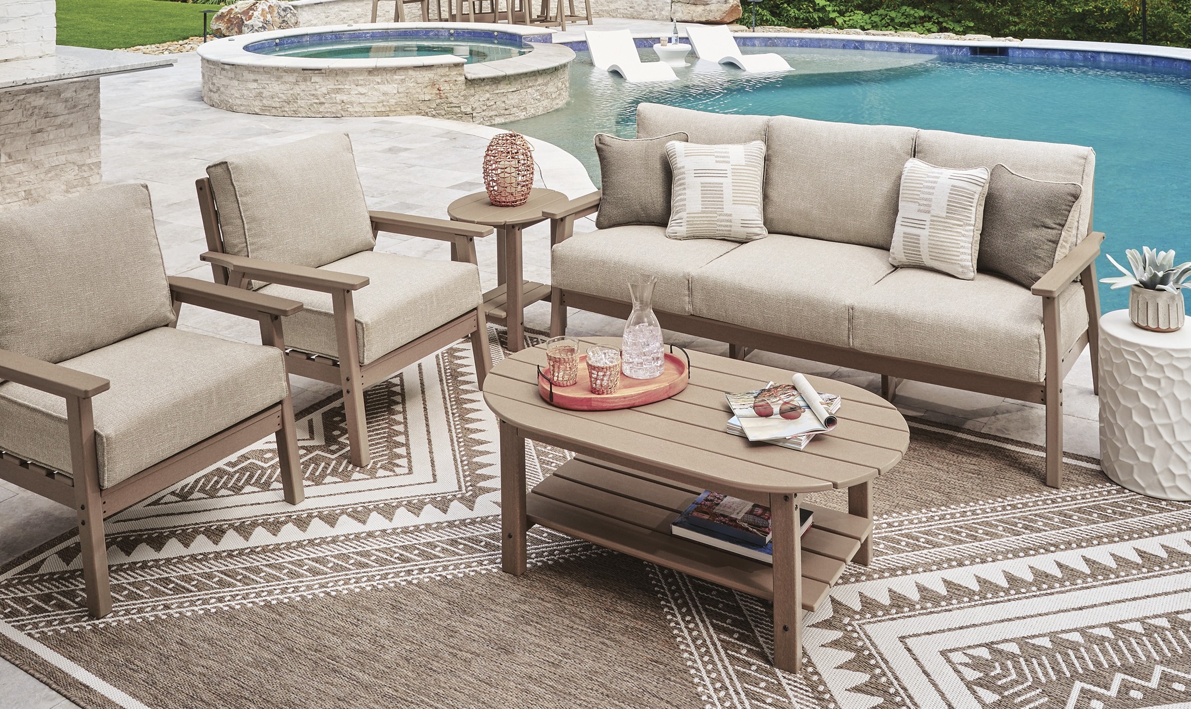 Signature Design by Ashley Grover Beach Outdoor Seating Group