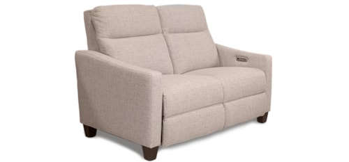 Transitional Power Reclining Loveseat with Power Headrest and USB Ports