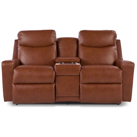 Power Reclining Loveseat w/ Headrest & Conso