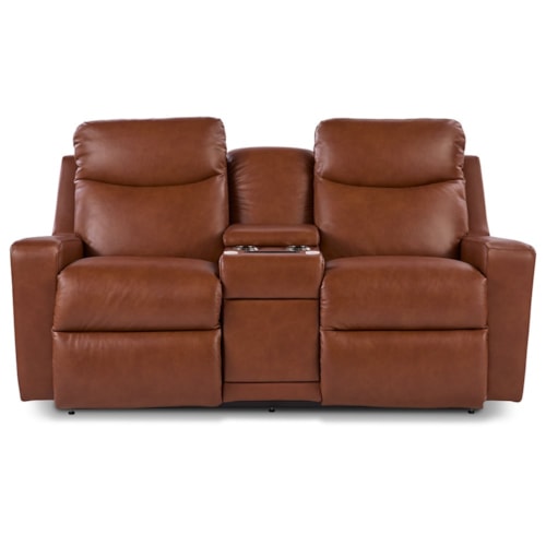 Contemporary Power Reclining Loveseat w/ Headrest & Console