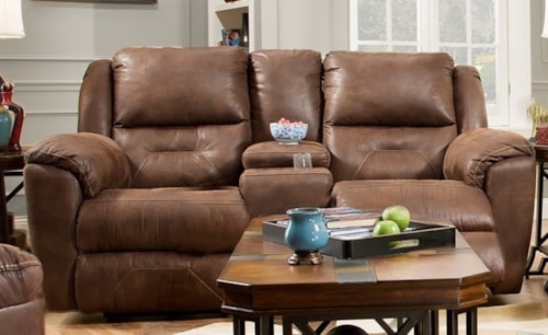 Double Reclining Console Sofa with Power Headrest
