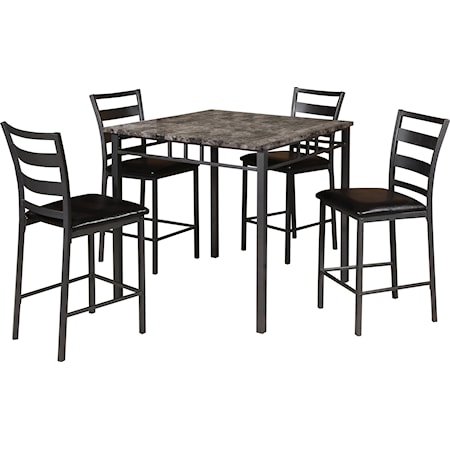 GREY FAUX MARBLE 5 PC PUB SET |