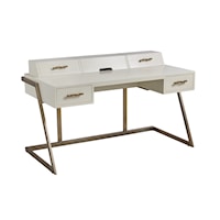 Contemporary White Writing Desk with Storage