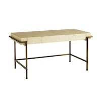 Parchment Writing Desk with Brushed Brass Architectural Base