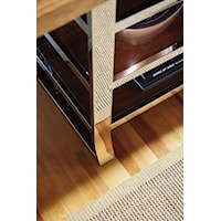 Contemporary Media Console with Live Edge Wood Top and Wire Management