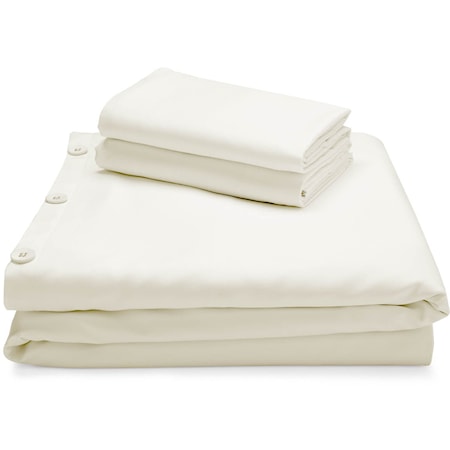 Oversized Queen Ivory Rayon From Bamboo Duvet Sheet Set